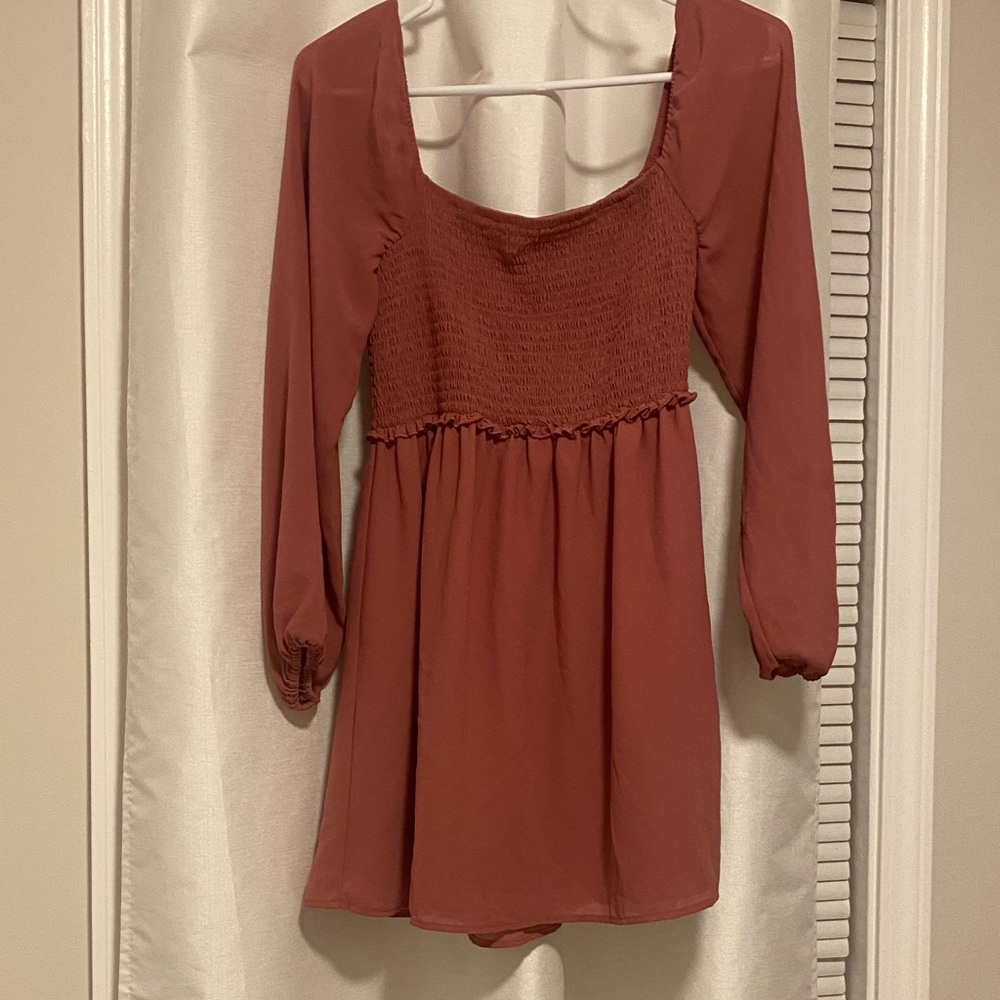 Forever 21 Rust Smocked Midi Dress